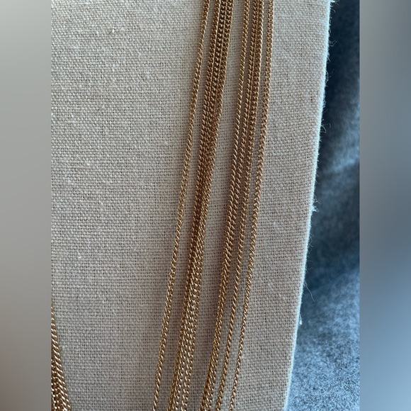 Lyell NYC New With Tags Multistrand Goldtone Long Necklace with Knot & Fringe - Picture 3 of 15